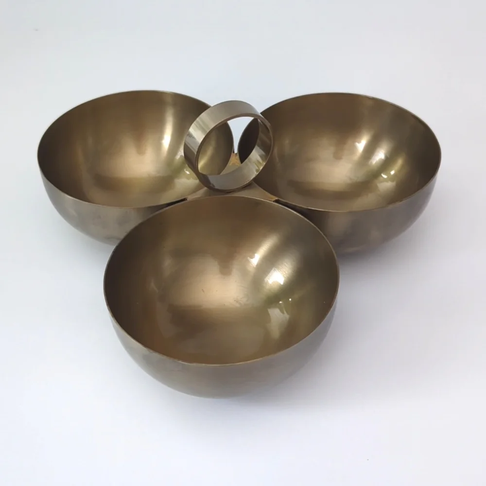 Scott Living Holiday Three Compartment Serving Bowl Antique Brass NWT